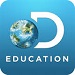 Blue square with globe and Capital D